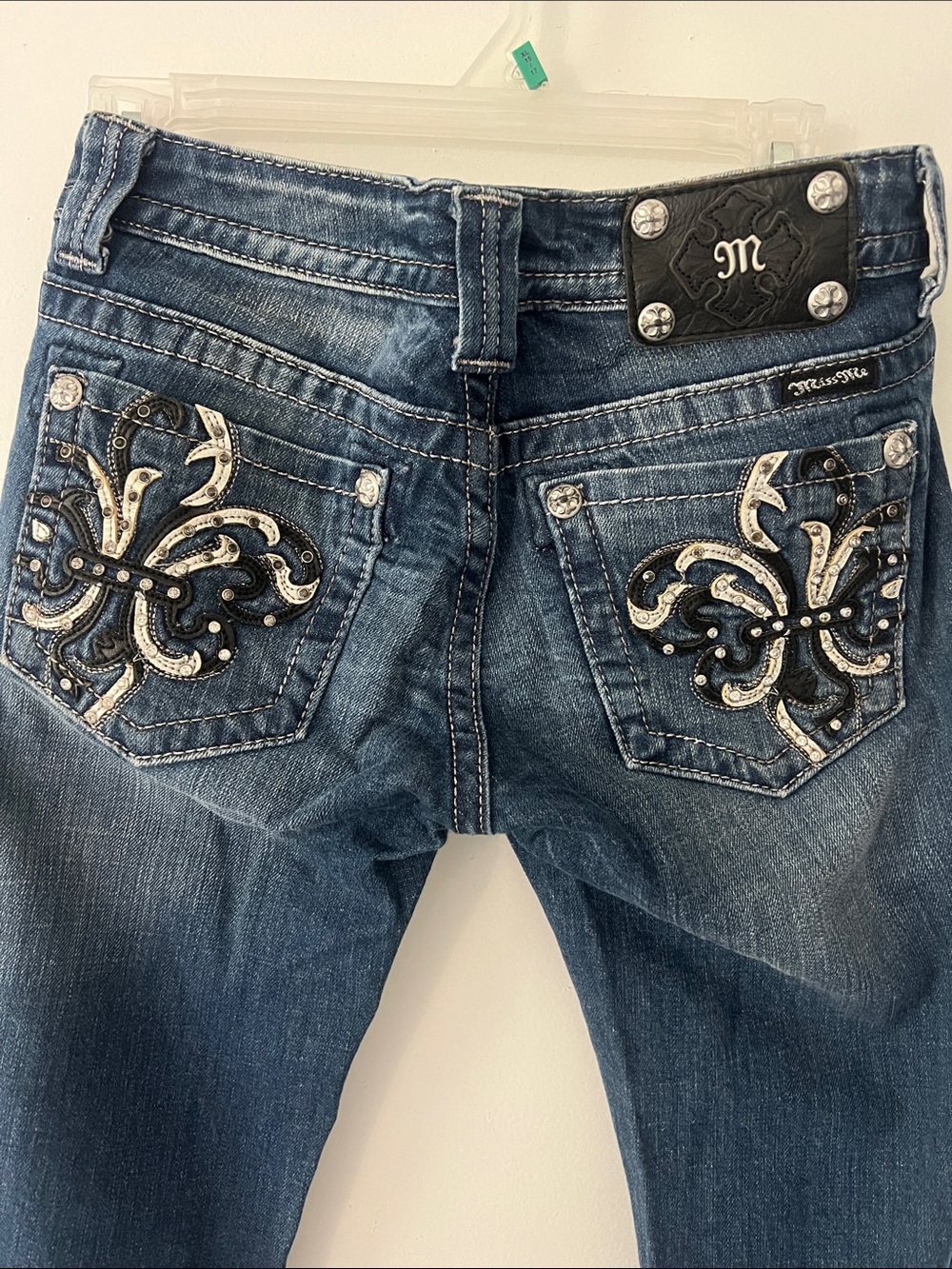 Miss Me Blue Embroidered Rhinestone Bootcut Jeans